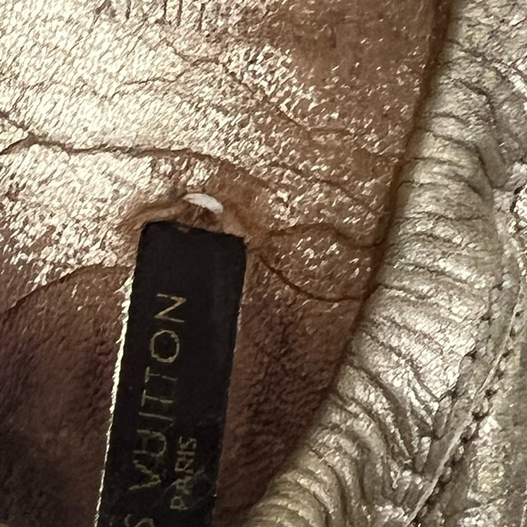 Louis Vuitton Metallic Gold Leather Bow Scrunch Slip On Loafers - Picture 11 of 12